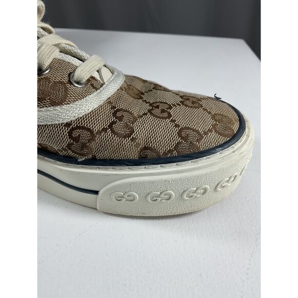 Gucci 'Gg' Brown Textile Tennis Sneakers Size 8 - Picture 11 of 16